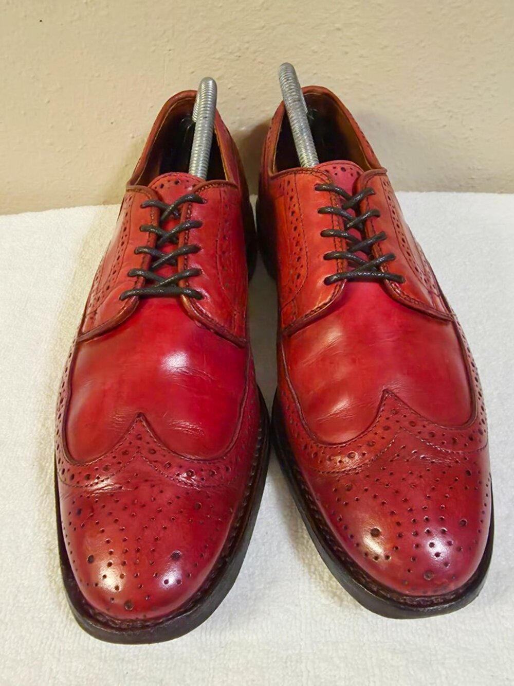 Allen Edmonds 9-D Red Madison Park Mens Leather Derby Wingtip Dress Shoes